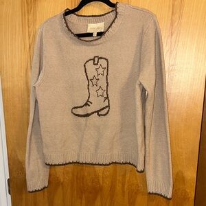 Tan Sweater with Boot Design